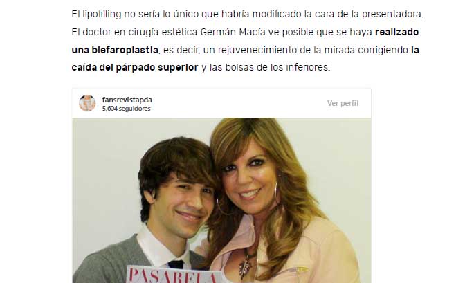 Dr. Macia comenta en 20 Minutos sobre Belinda Washington